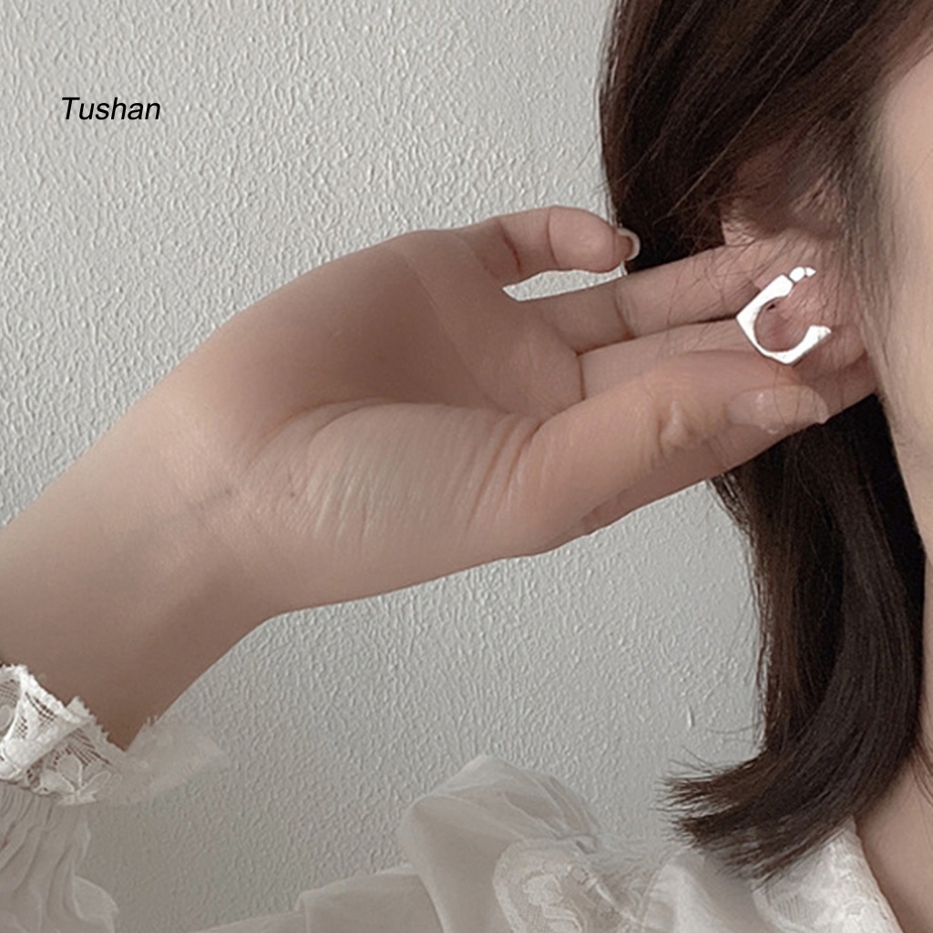 1 Khuyên Tai Lủng Lẳng Mặt Vuông Dày Mịn Phong Cách Hip Hop Unisex