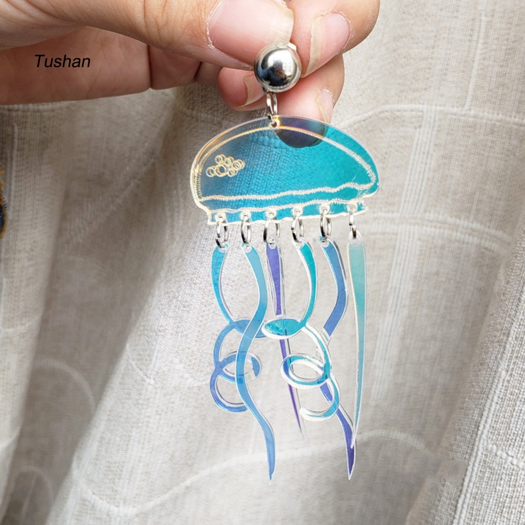 1 Đôi Bông Tai Hình Sứa Hoạt Hình Bằng Acrylic Cho Nữ