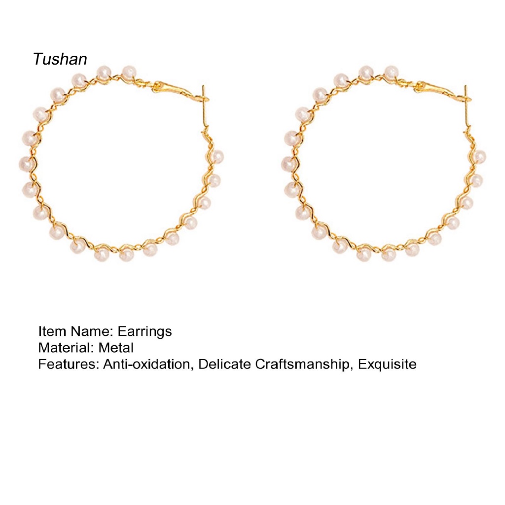 1 Đôi Bông Tai Hình Trái Tim Đính Ngọc Trai Giả Lấp Lánh