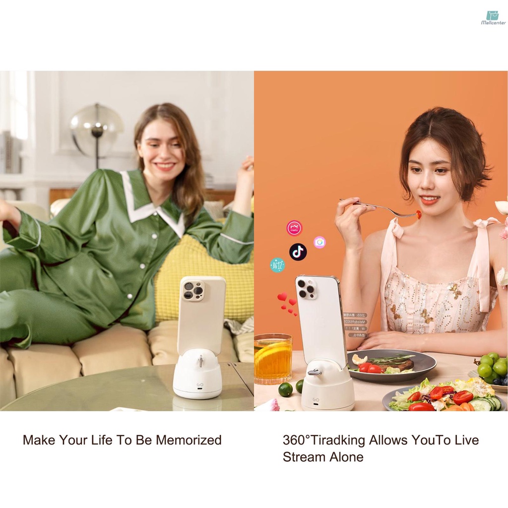 hohem GO 2-Axis AI Auto-tracking Phone Holder 360° Rotatable Desktop Selfie Gimbal Stand for Phone &amp; Tablet Smart Face Tracking Gesture Control Built-in Battery for Vlog Live Streaming Selfie