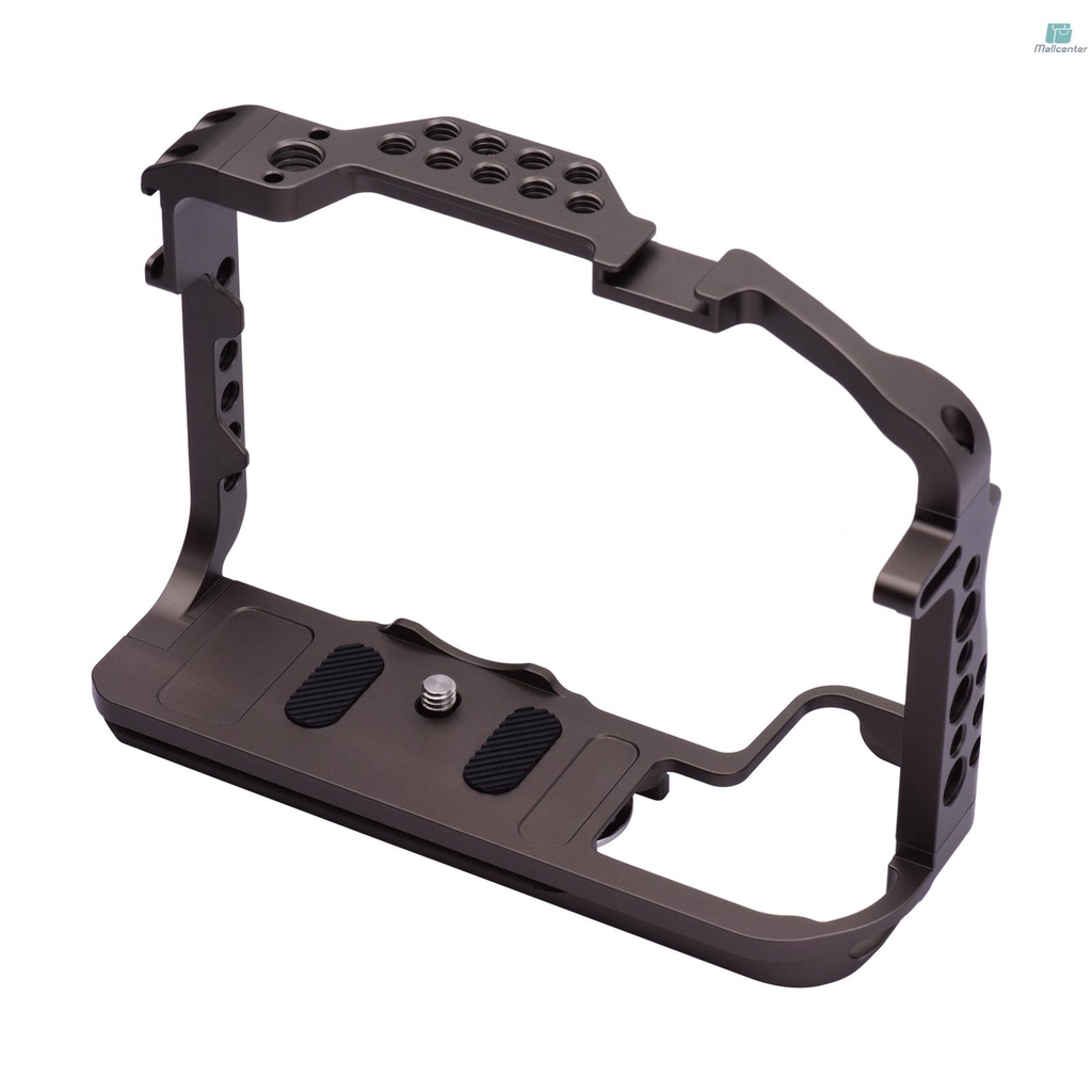 Andoer Aluminum Alloy Camera Cage Protective Vlog Cage with Dual Cold Shoe Mounts for Microphone LED Light Monitor Compatible with  EOS R5 R6 Cameras