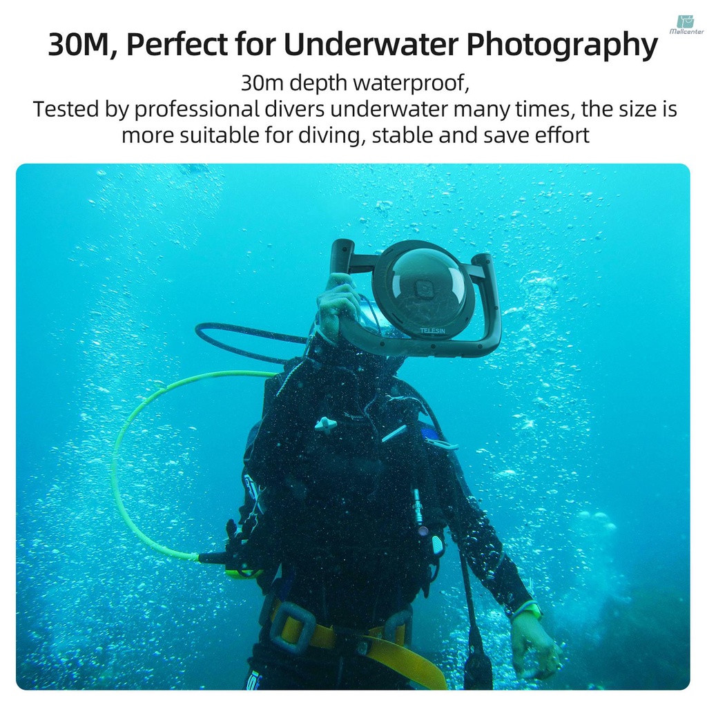 TELESIN GP-DMP-T10 Waterproof Dome Port Replacement for   11/10/9/8/7/6/5 with 30M Waterproof Housing Dual Handle Stabilizer Sports Camera Diving Rig Set for Underwater Photos Videos