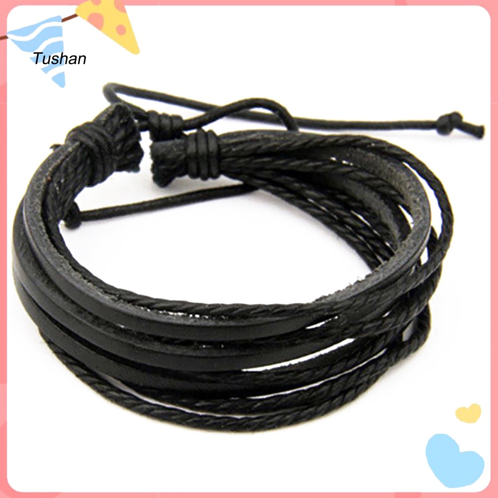 1 Vòng Tay Giả Da Nhiều Lớp Thời Trang Cho Nam Nữ