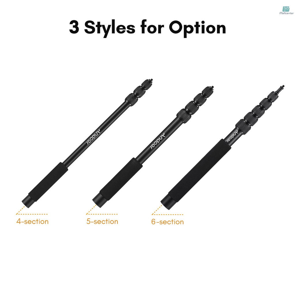Andoer Handheld Microphone Boom Arm 6-Section Extendable Mic Arm Aluminum Alloy Boom Pole for Microphones 1/4 Inch Screw &amp; Thread with Foam Grip Twist Locks 46cm-200cm/18.1in-78.7in Adjustable Length