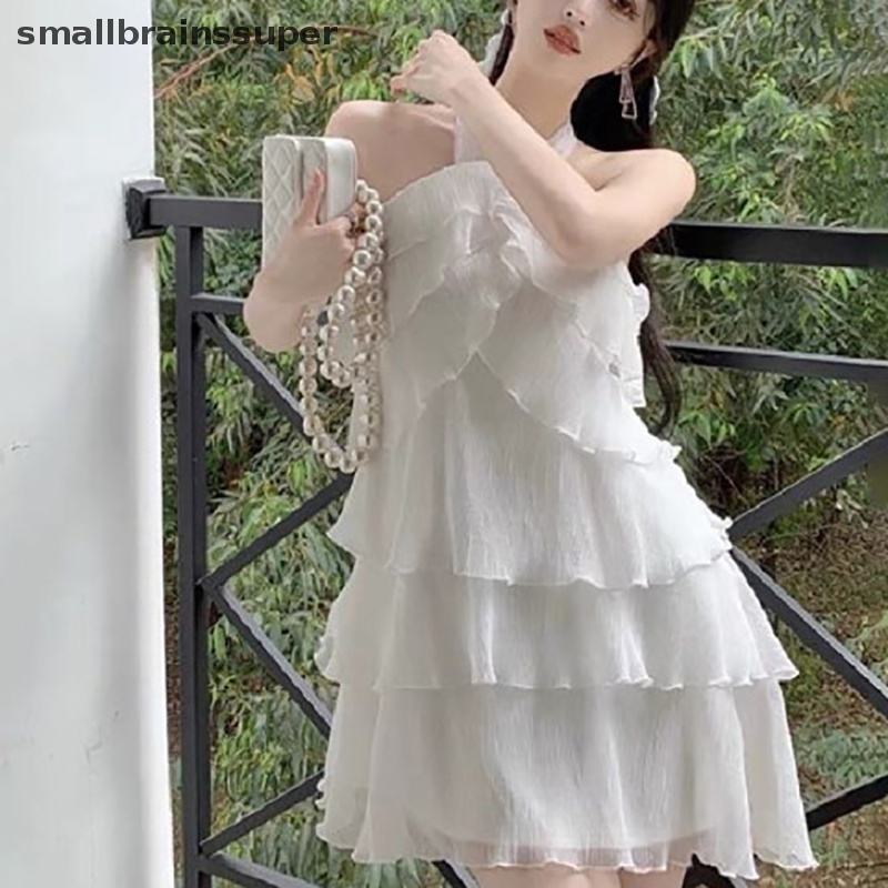 Đầm Mini Sát Nách Cổ Yếm Nhún Bèo Thời Trang Mùa Hè Cho Nữ SBS