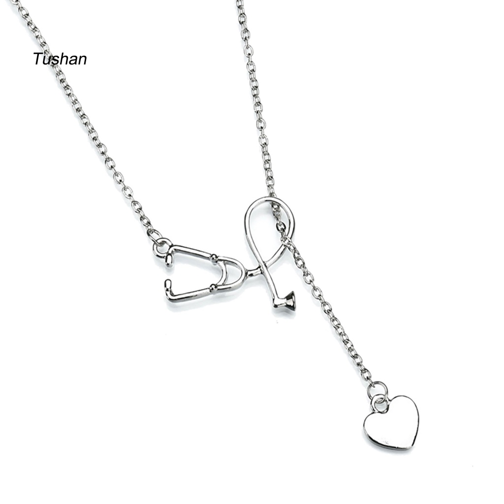 [Ts] Vòng cổ Mặt Hình Ống Nghe Nhịp Tim Bằng Hợp Kim Sturdy Thích Hợp Làm Quà Tặng