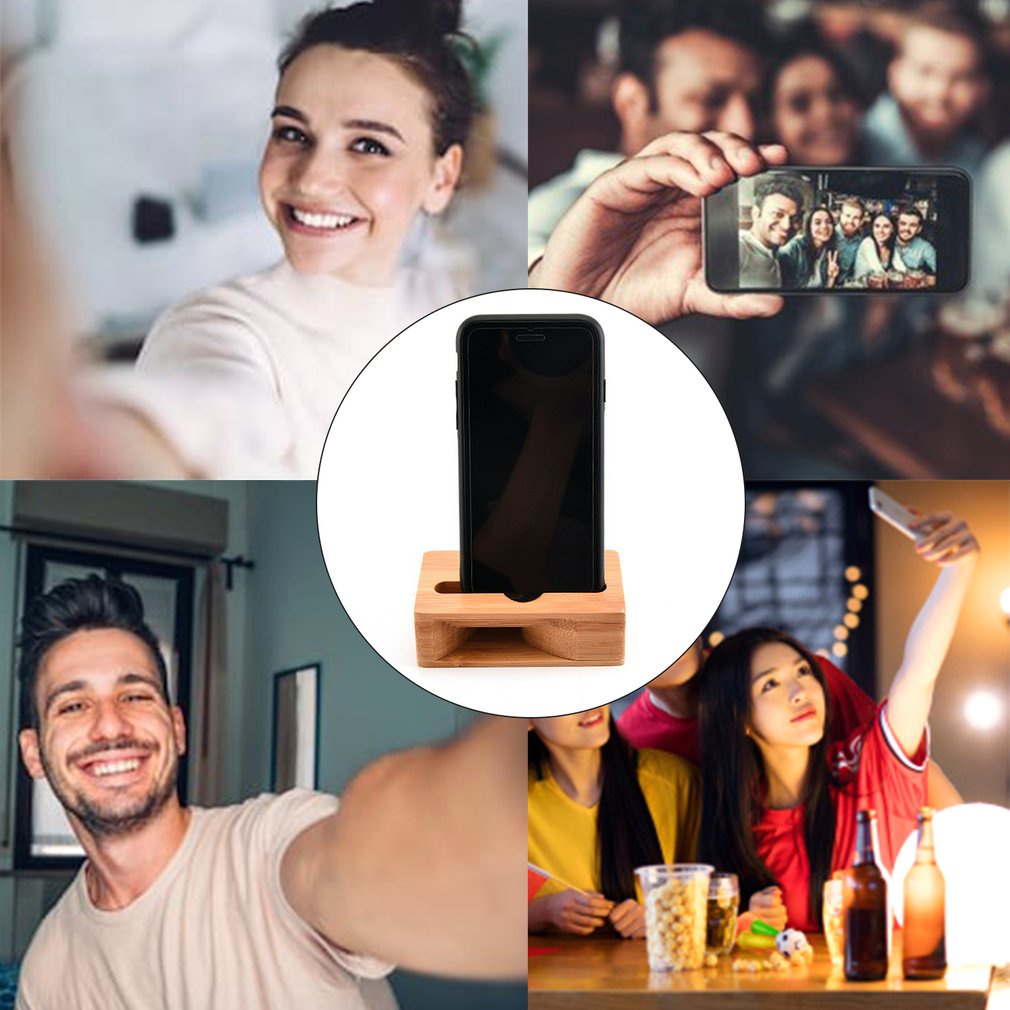 Phone Sound Amplifier Universal Bamboo Mobile Holder Stand Cellphone Loudspeaker Stylish Hip And Modern [Q/12]