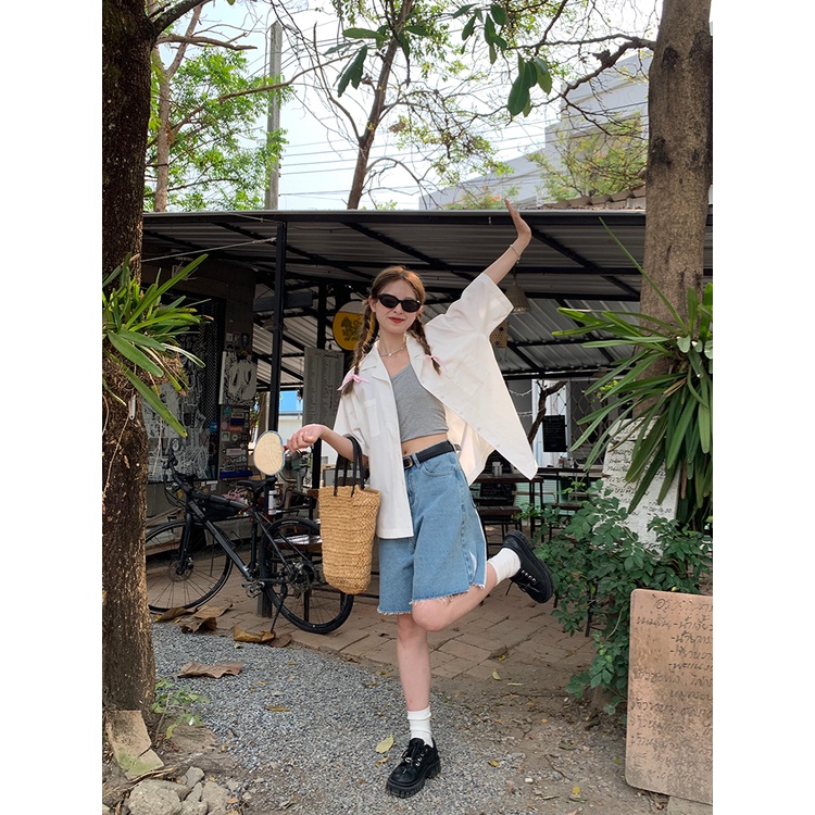 SUXI Áo Sơ Mi Chống Nắng Tay Ngắn Dáng Rộng Thời Trang Mùa Hè Dành Cho Nữ