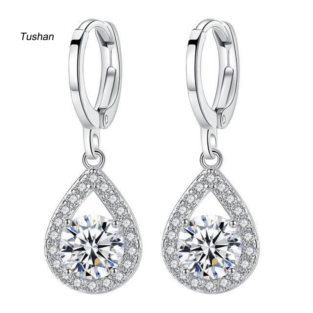 1 Đôi Bông Tai Hình Giọt Nước Đính Đá Lấp Lánh Dành Cho Nữ