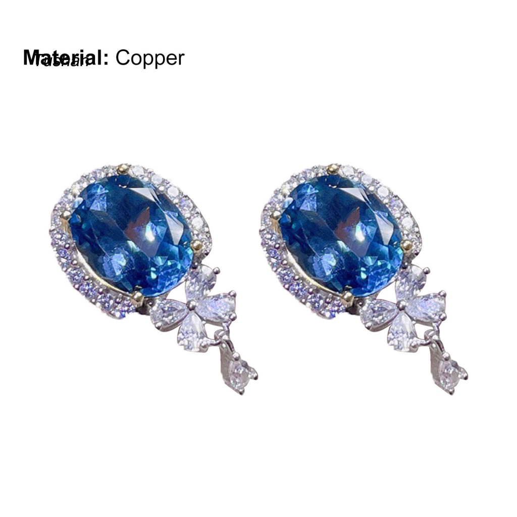 1 Đôi Bông Tai Hình Nơ Đính Đá Topaz Lấp Lánh