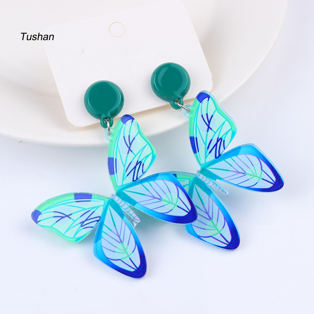 1 Đôi Bông Tai Treo Hình Bướm Trong Suốt Tinh Tế
