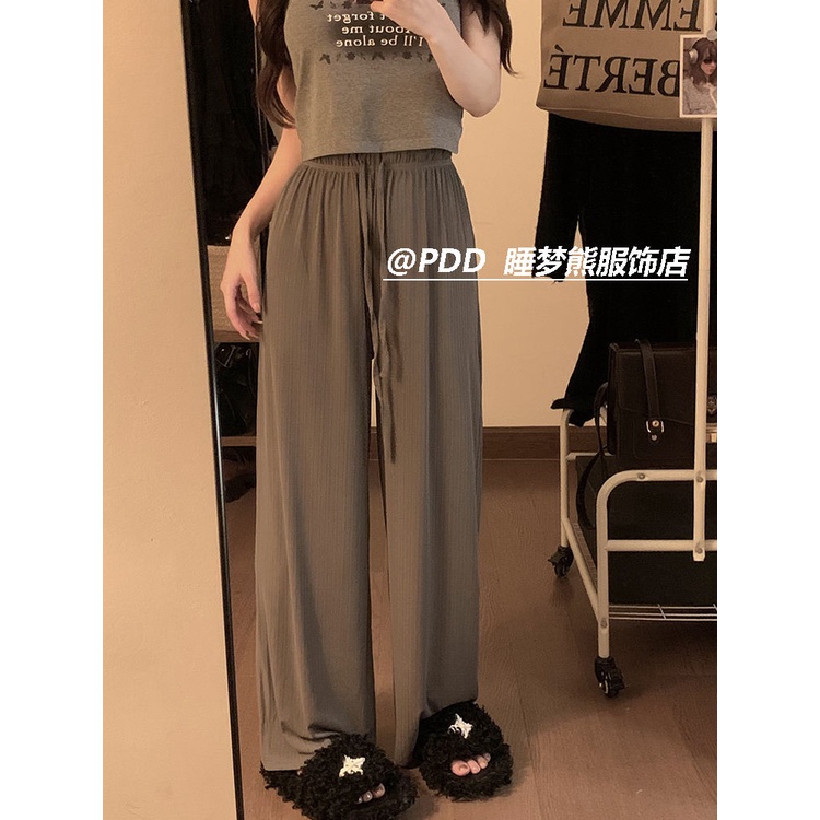 COZOK Quần Dài Lưng Cao Ống Rộng Thời Trang Đơn Giản Cá Tính