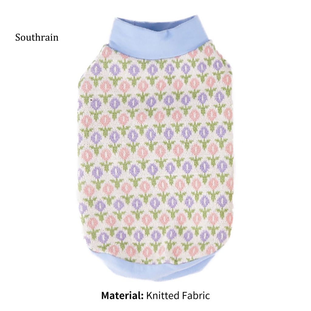 Áo Sweater Dệt Kim In Hoa Giữ Ấm Mùa Thu Đông Cho Cún Cưng