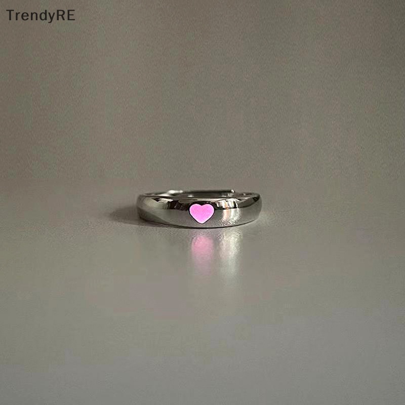 Nhẫn Hình Trái Tim Phát Sáng Trong Bóng Tối Thời Trang Có Thể Điều Chỉnh Cho Cặp Đôi