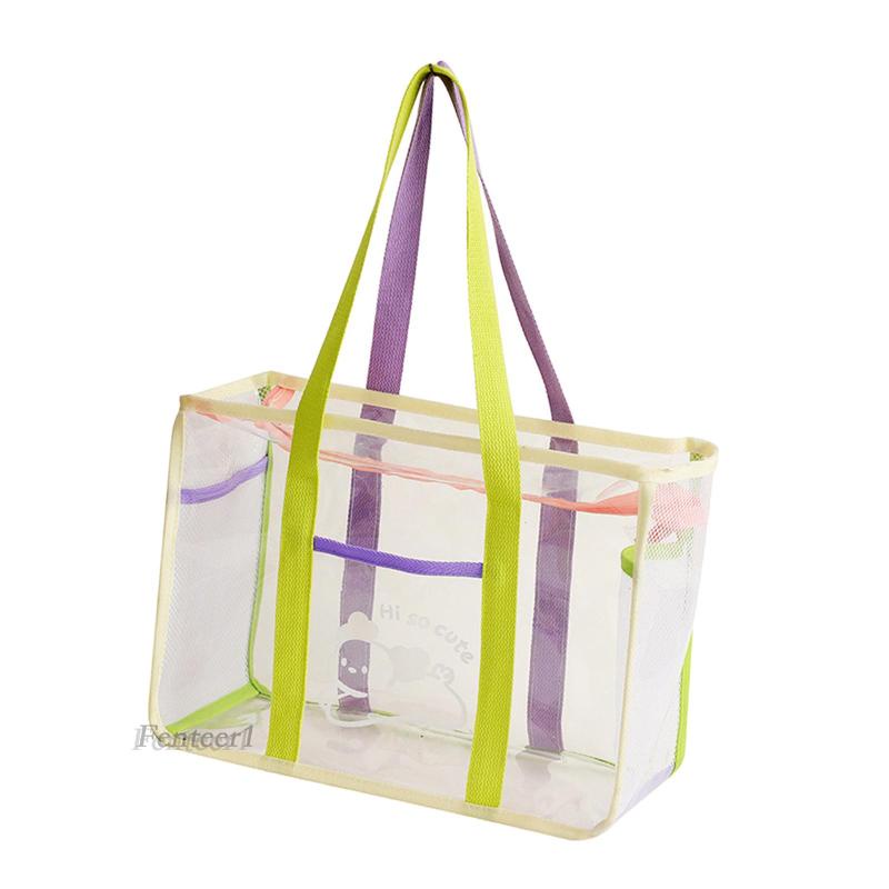 1 [Fenteer1] Túi Tote Trong Suốt Có Tay Cầm Dành Cho Đi Tắm Đường Phố / Đi Bộ Đườ