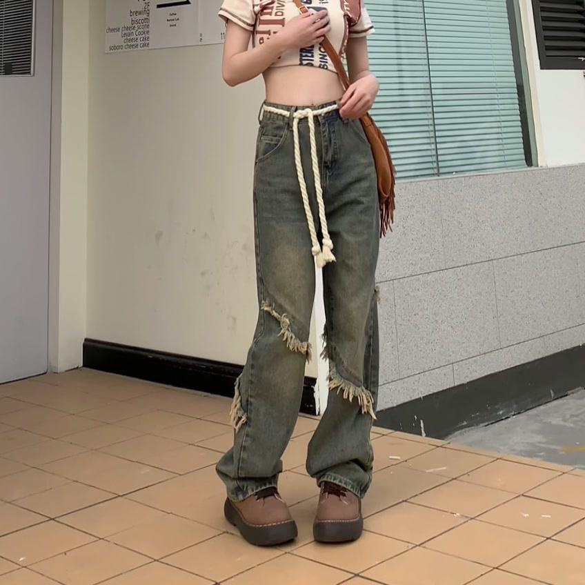 COWGIRL quần ống rộng quần nữ jean phong cách Retro Ống Rộng siêu đẹp 2023 MỚI MAY2902