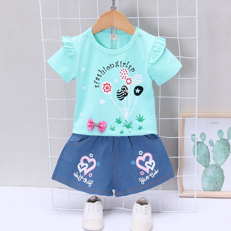 Set Đồ Mùa Hè Hai Món Gồm Áo Thun Tay Cộc Và Quần Dài In Họa Tiết Hoạt Hình Cho Bé Gái 2023