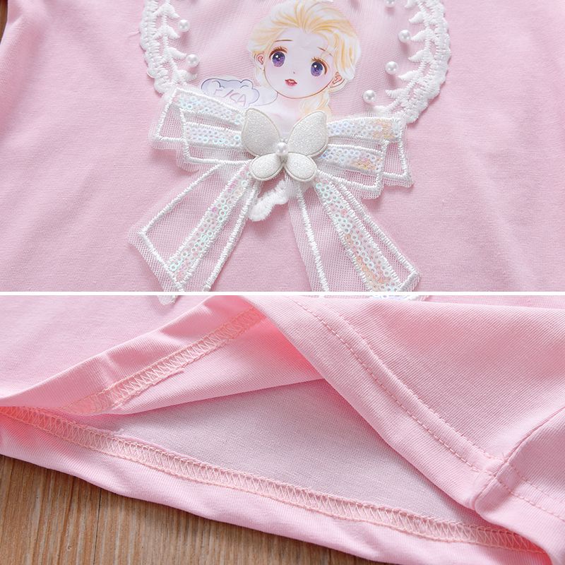 Áo Thun Tay Ngắn Bằng Cotton Nguyên Chất Phong Cách Phương Tây Thời Trang Mùa Hè Hàng Mới Dành Cho Bé Gái