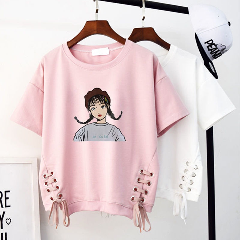 Áo Thun Mùa Hè Tay Cộc Phong Cách Hàn Quốc Cho Bé Gái Lớp 10 11 5 6 12 13 14 9 P4IV