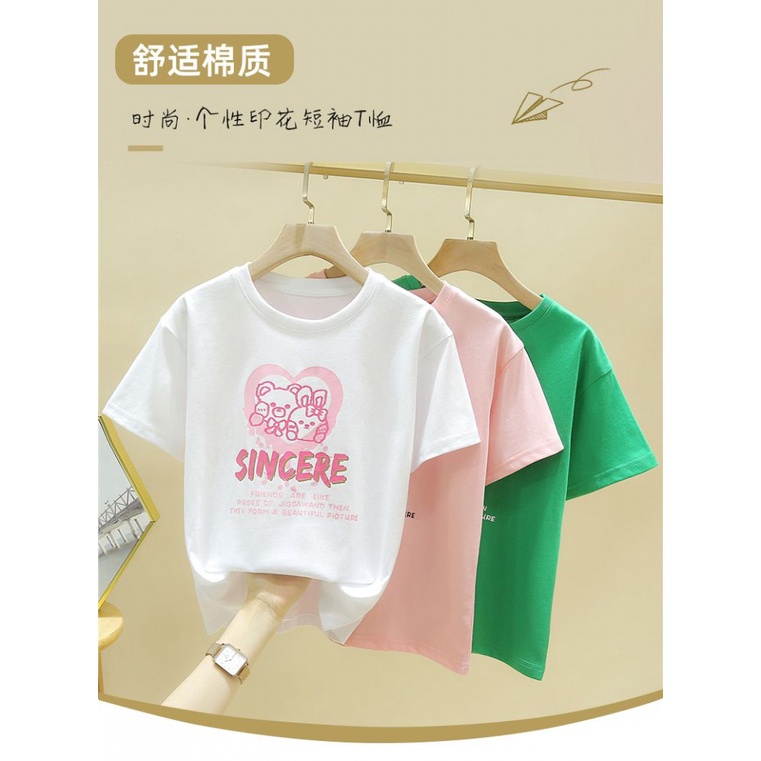 Áo Thun Cotton Tay Ngắn Phong Cách Hàn Quốc Thời Trang Mùa Hè Mới 2022 Dành Cho Bé Gái 6 Tuổi