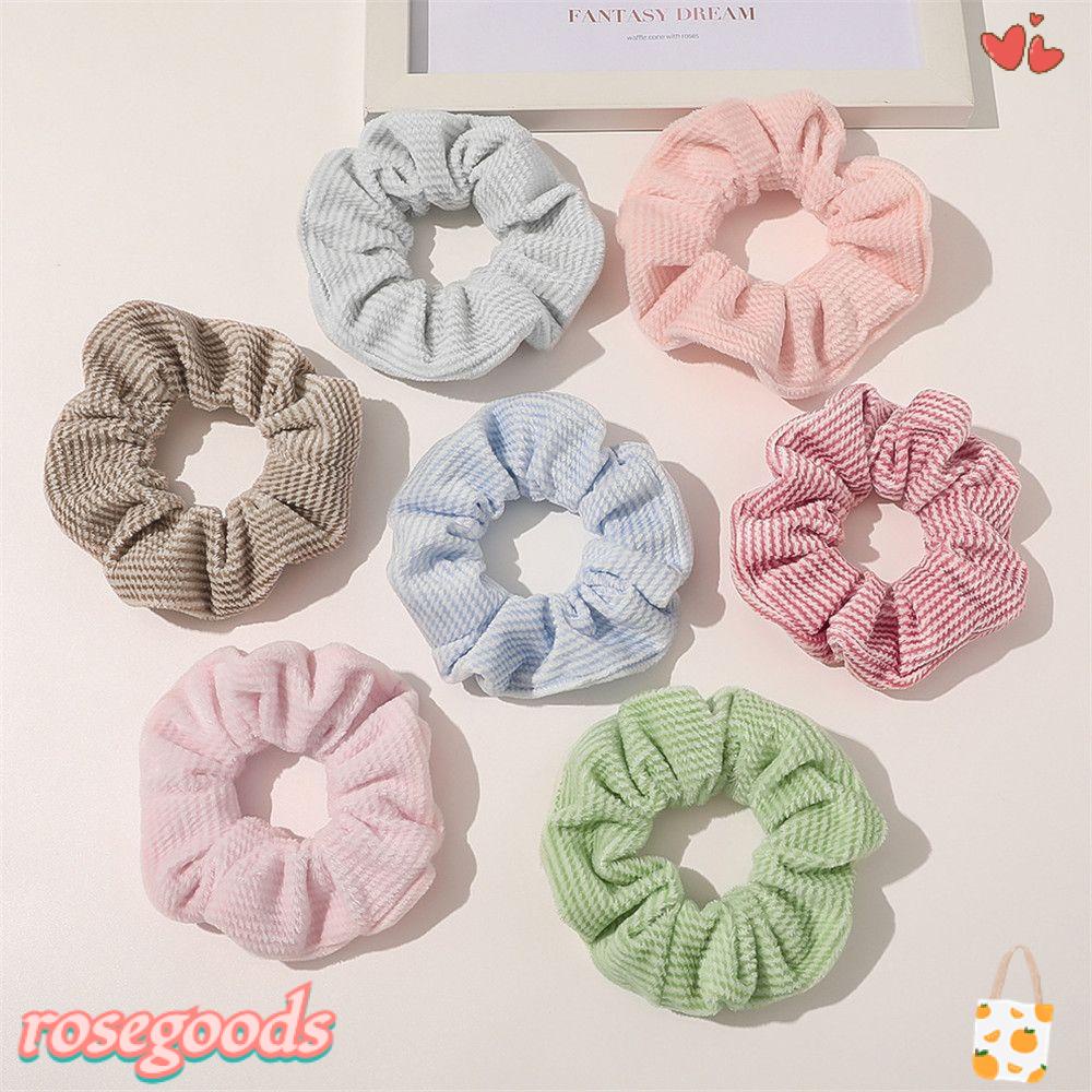 Dây Buộc Tóc Vải Lông Mềm Mại Hình Hoa Hồng Cho Nữ