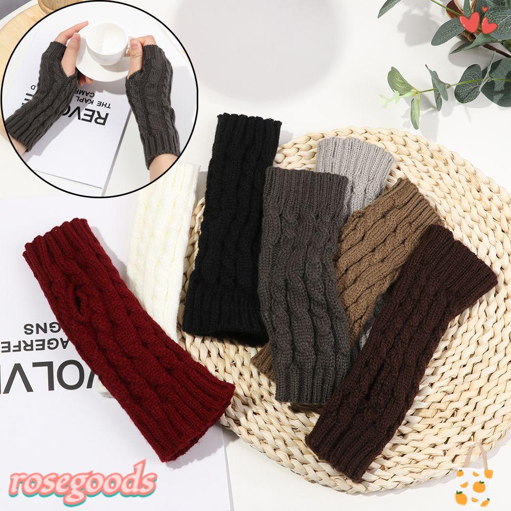 Găng Tay Len Dài Hở Ngón Dày Dặn Giữ Ấm Cho Nữ