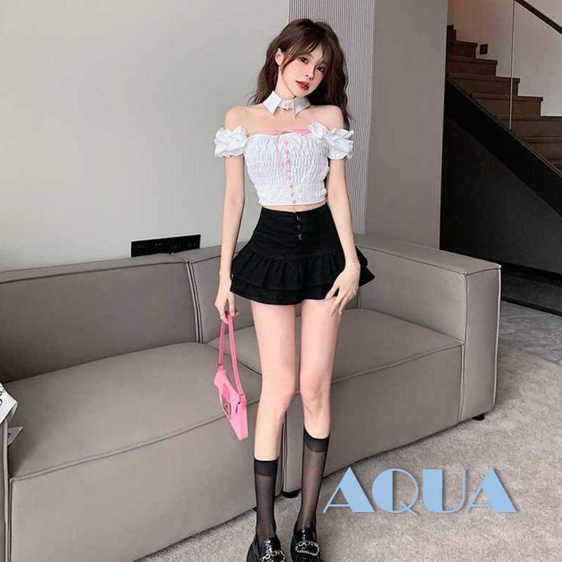 Áo Croptop Trễ Vai Tay Ngắn Thời Trang Mùa Hè Xinh Xắn Cho Nữ
