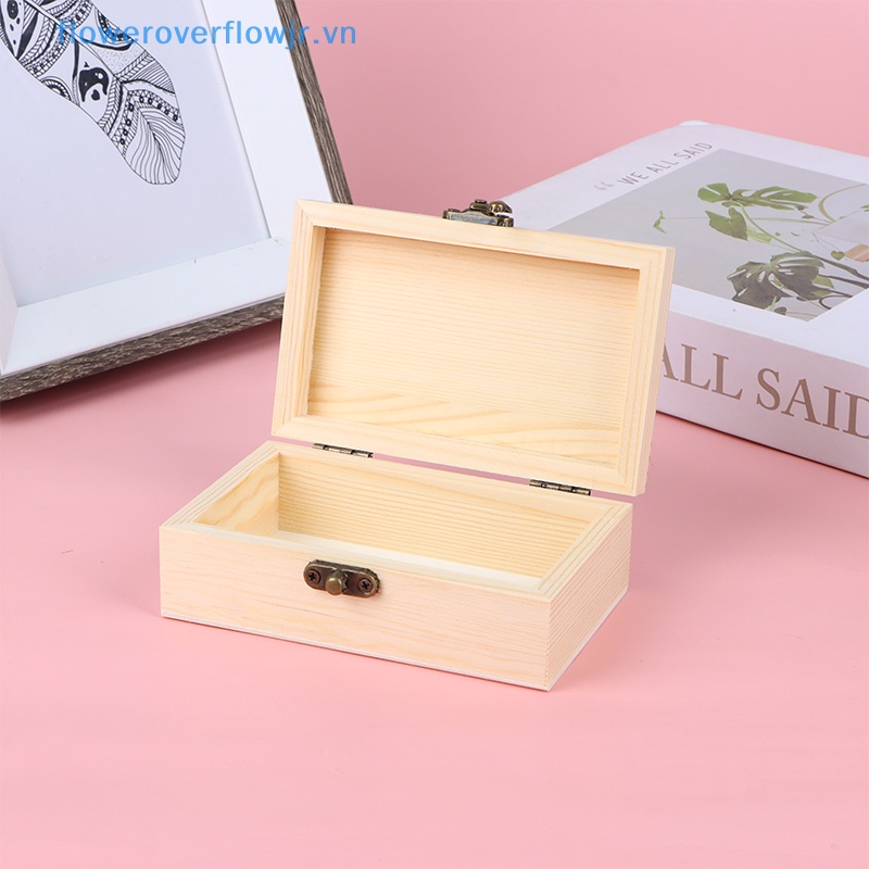 Hộp Đựng Trang Sức Bằng Gỗ Trơn Có Nắp Phong Cách Retro