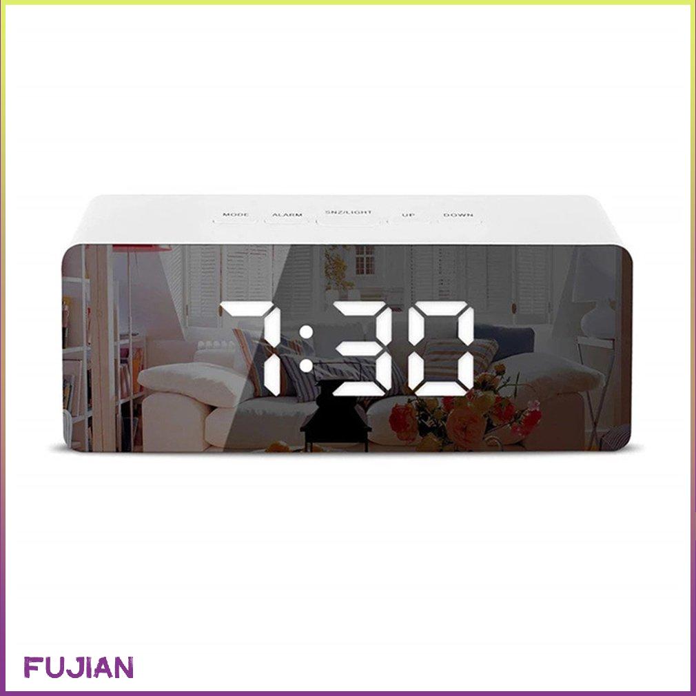 Led Temperature Display Digital Mirror Alarm Clock With Snooze Time Adjustable Brightness For Bedroom Office [B/1]