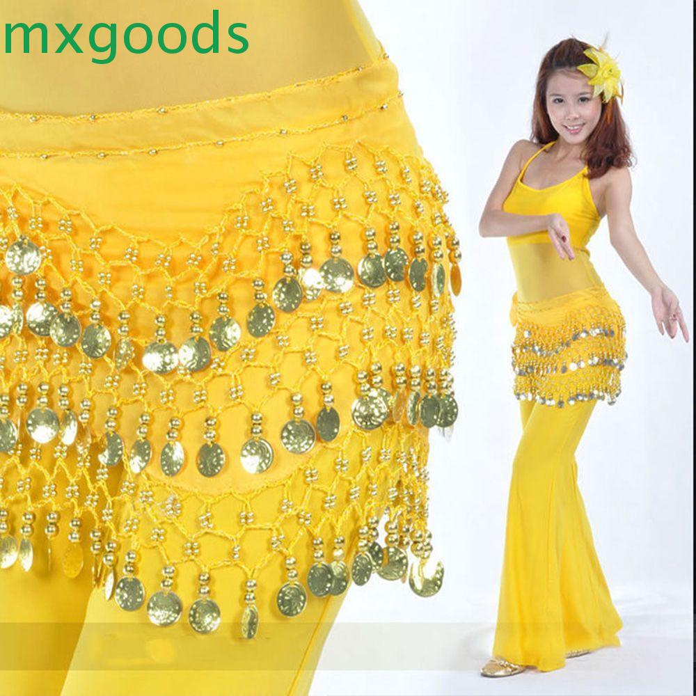 Chân Váy Hóa Trang Bụng MXGOODS|Thắt Lưng Vải Chiffon Đính 3 Đồng Xu Thời Trang Cho Nữ
