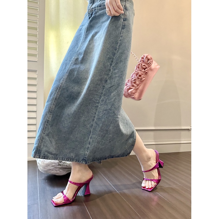 Sandal Cao Gót Mũi Vuông Thiết Kế Mới Thời Trang Mùa Hè 2023 Dành Cho Nữ