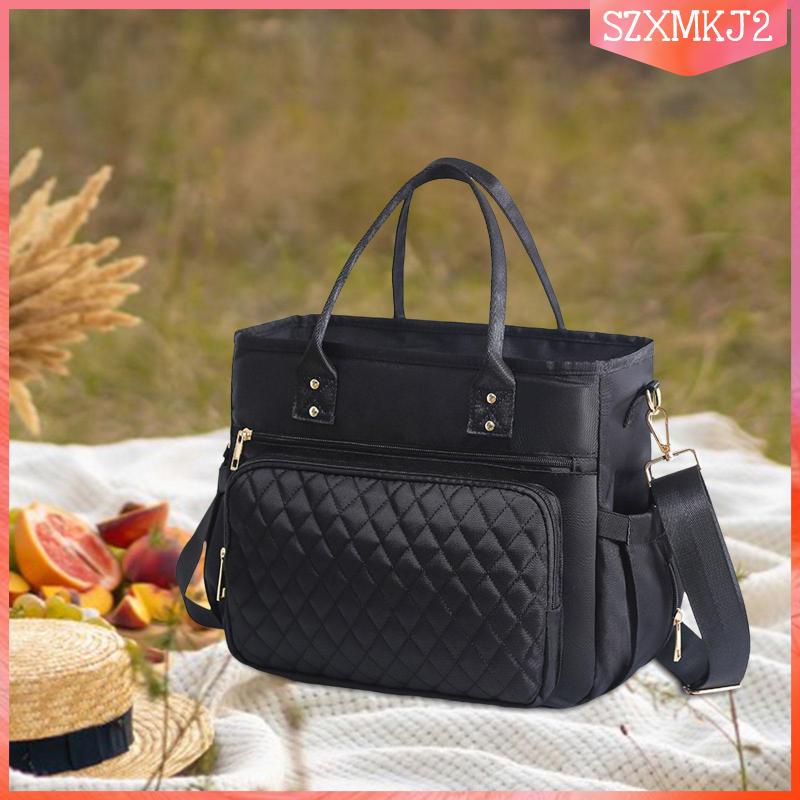 Túi Đựng Hộp Cơm Trưa 2 Ngăn Bằng Nylon Có Dây Đeo Tùy Chỉnh Tiện Dụng