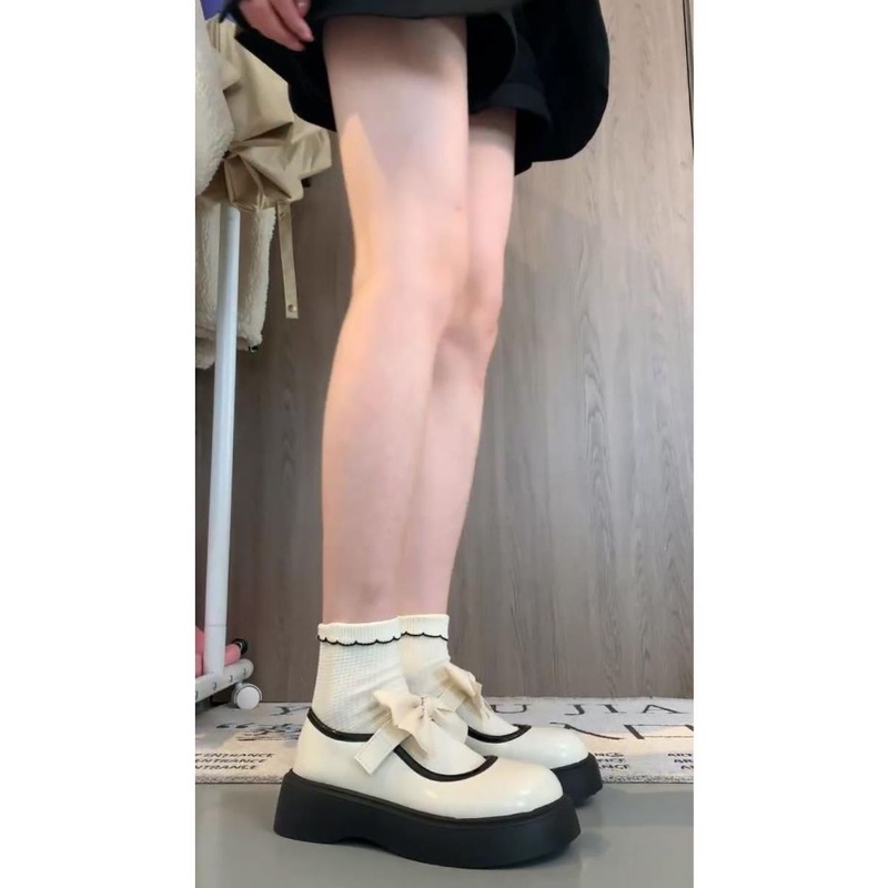 Giày Búp Bê Da Mũi Tròn Đế Dày Tăng Chiều Cao Kiểu Lolita Nhật Bản Dễ Thương Cho Nữ