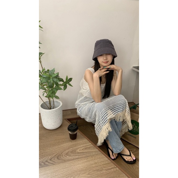 Set Đầm Hai Dây Phối Tua Rua Phong Cách Hàn Quốc Thời Trang Mùa Hè Mới 2022