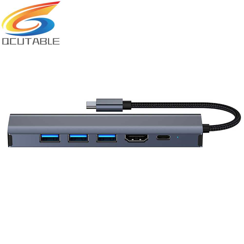 Trạm Kết Nối USB C Hub 6 Trong 1 100W PD 5Gbps Type C 4K 30HZ HDMI