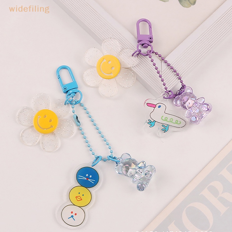 Móc Khóa Acrylic Trong Suốt Họa Tiết Hoa Hướng Dương Hoạt Hình Dễ Thương