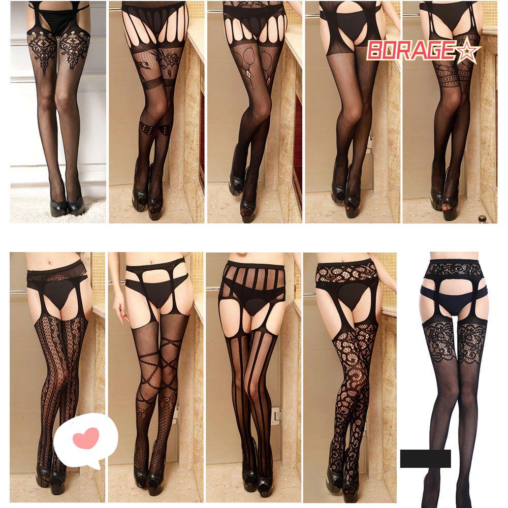 Quần Tất Lưới Co Giãn Thêu Họa Tiết Gợi Cảm Plus Size