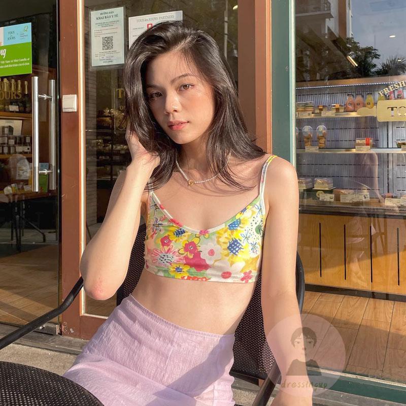 Áo Hai Dây Dáng Ôm In Hoa Thời Trang Mùa Hè Cho Bạn Gái