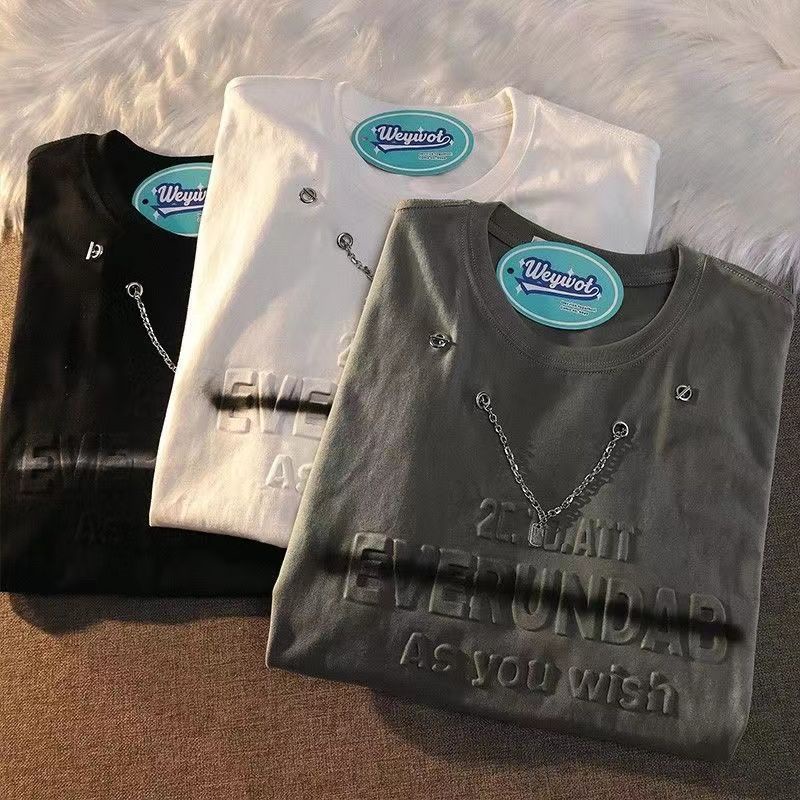 Áo Thun Tay Ngắn Dáng Rộng In Hình Dây Xích Thời Trang Mùa Hè Cho Nam