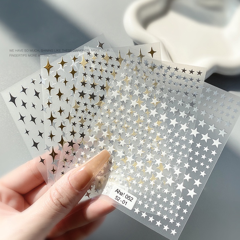 Miếng Dán Hình Ngôi Sao 3D Lấp Lánh Dùng Trang Trí Móng Tay