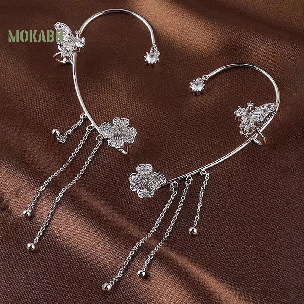 1 Khuyên Đeo Vành Tai Không Cần Xỏ Lỗ Hình Học Đính Đá Zircon Sang Trọng