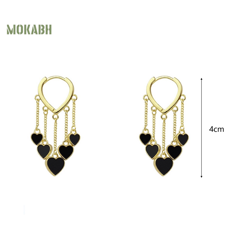 1 Đôi Bông Tai Hợp Kim Hình Trái Tim Màu Đen Phong Cách Hàn Quốc Thanh Lịch Dành Cho Nữ
