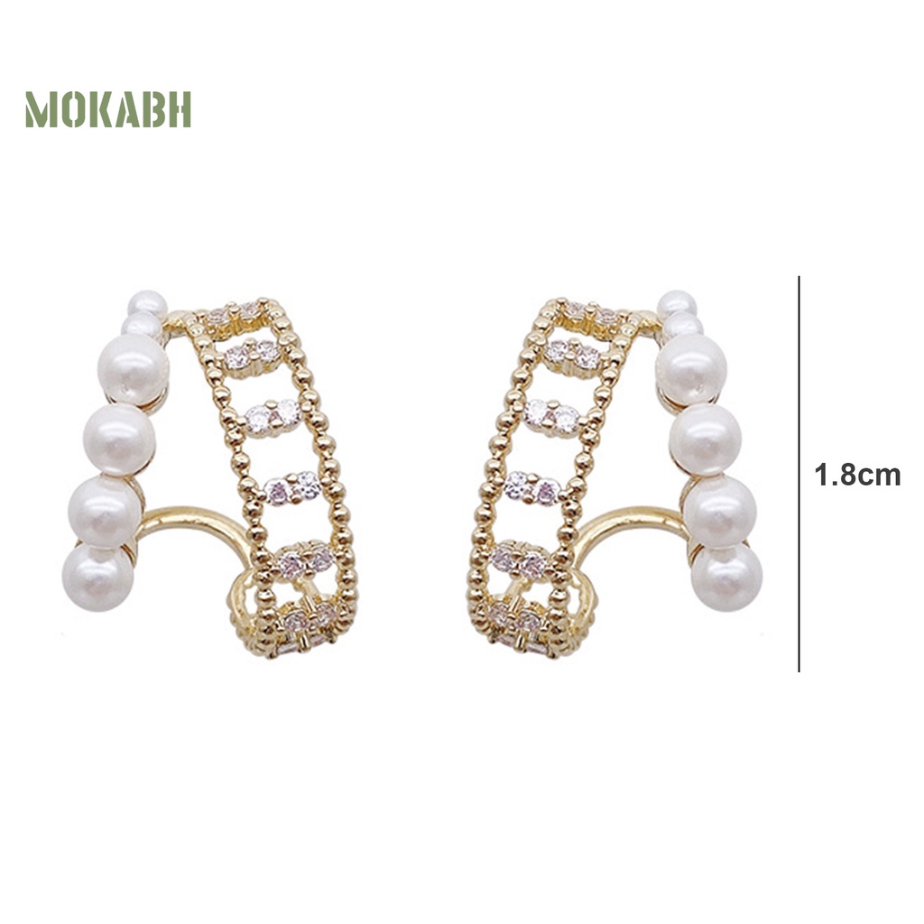 1 Đôi Bông Tai Đính Ngọc Trai Giả Phong Cách Pháp Thanh Lịch Dành Cho Nữ