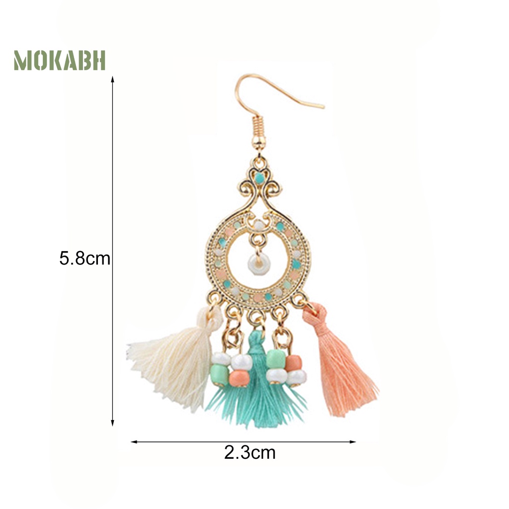 Bông Tai Móc Tua Rua Dáng Dài Bằng Hợp Kim Phong Cách Bohemian Tinh Tế Thời Trang Cho Nữ