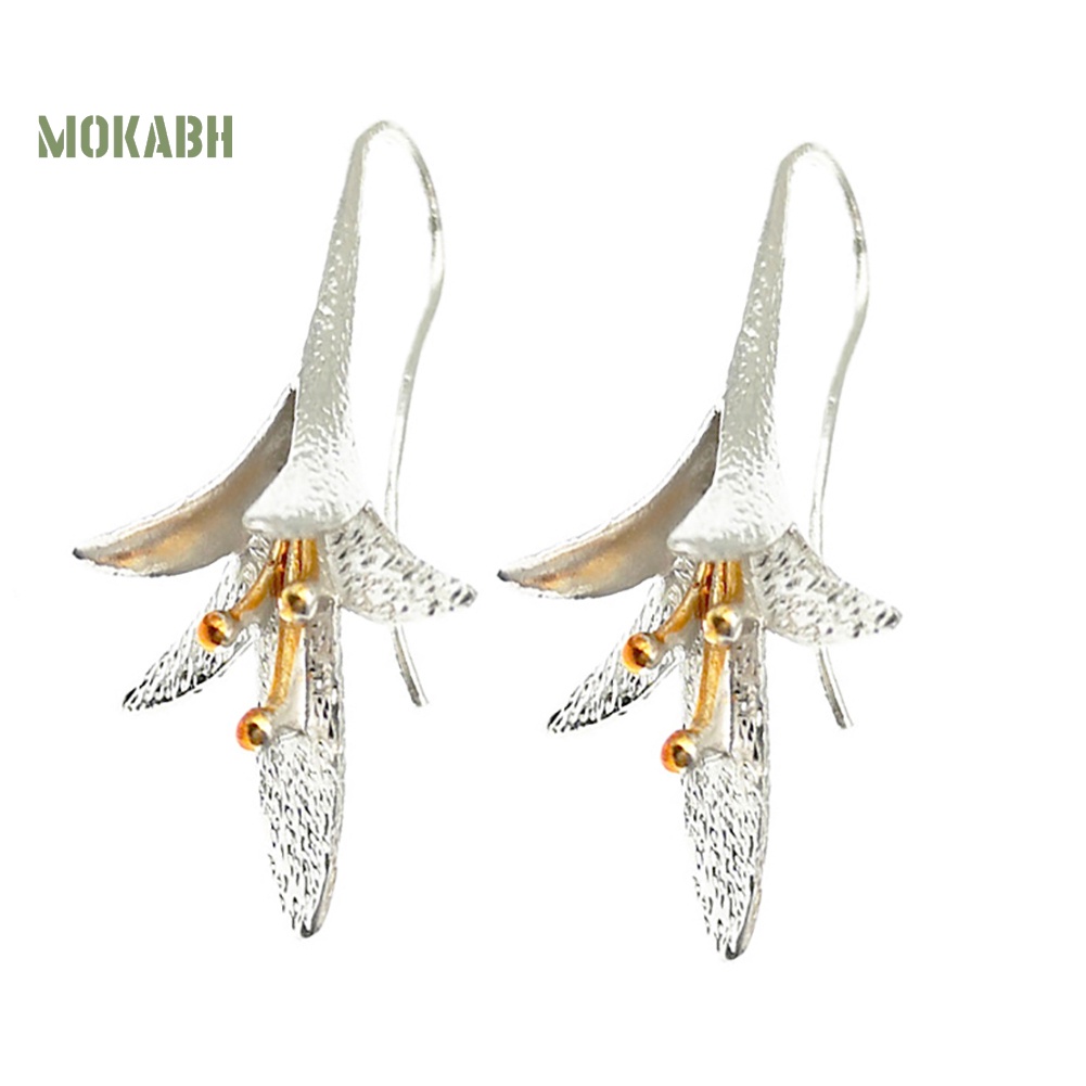 Bông Tai Hình Hoa Lily Kiểu Vintage Thời Trang Dự Tiệc Cho Bạn Gái