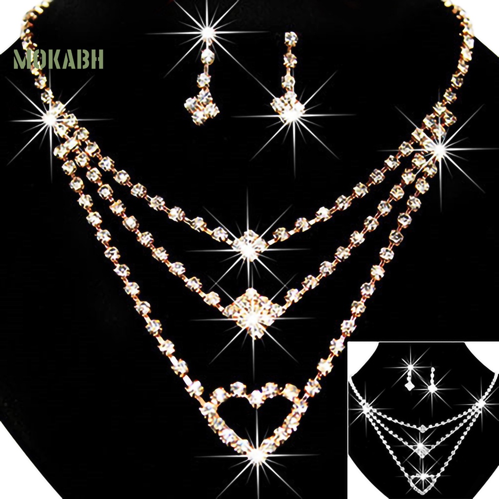 Bộ Trang Sức Gồm Vòng cổ / Bông Tai Hình Vuông / Trái Tim Tinh Tế Thời Trang Cho Nữ