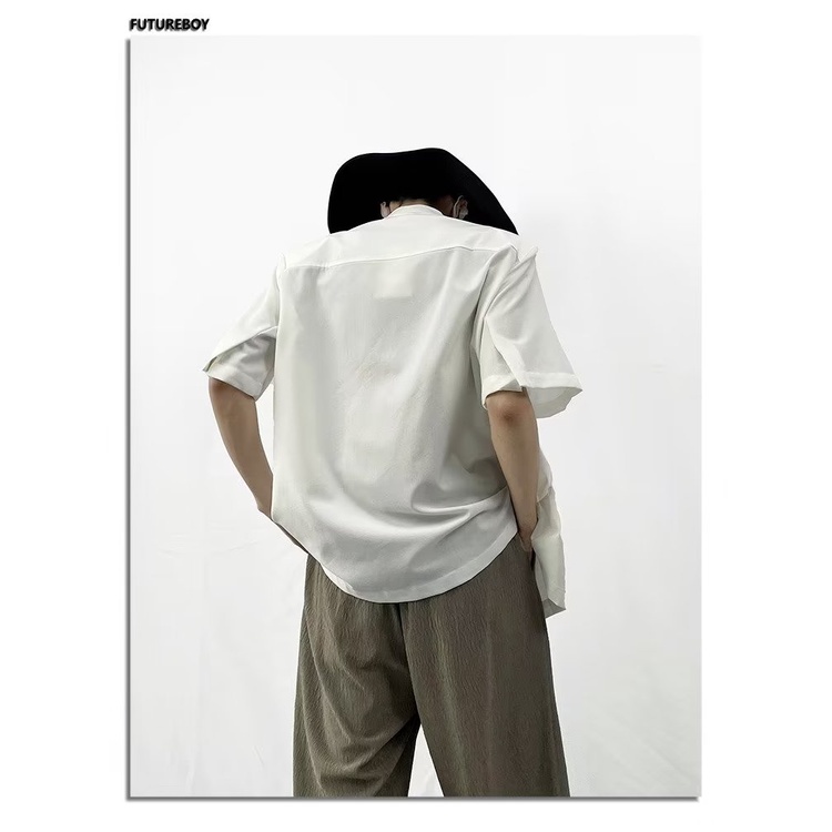 Áo Sơ Mi Ngắn Tay Cổ Đứng Thắt Nút Phong Cách Trung Hoa Cổ Điển Dành Cho Nam Nữ