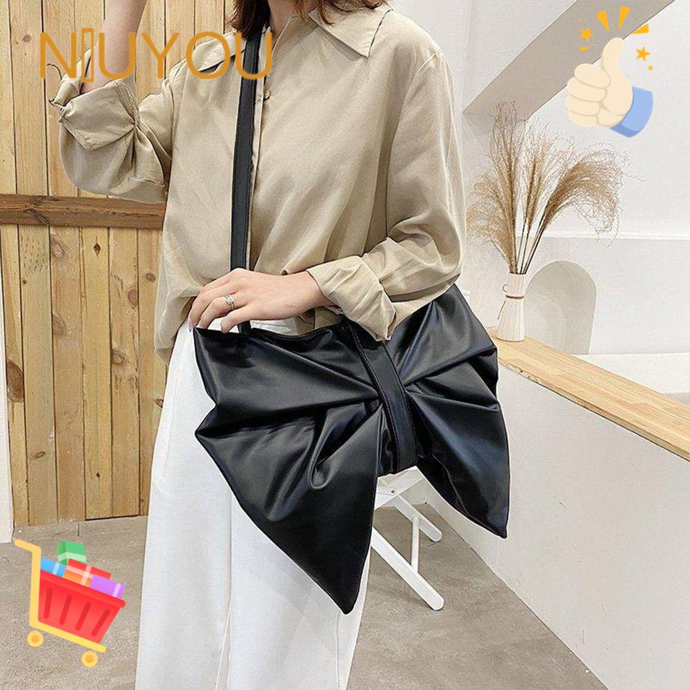 Túi Xách Da Pu Dáng Vuông Đính Nơ Cỡ Lớn Thời Trang Du Lịch Cho Nữ