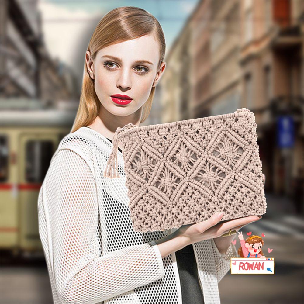 Túi Xách Rơm Dệt Phối Tua Rua Phong Cách Bohemian