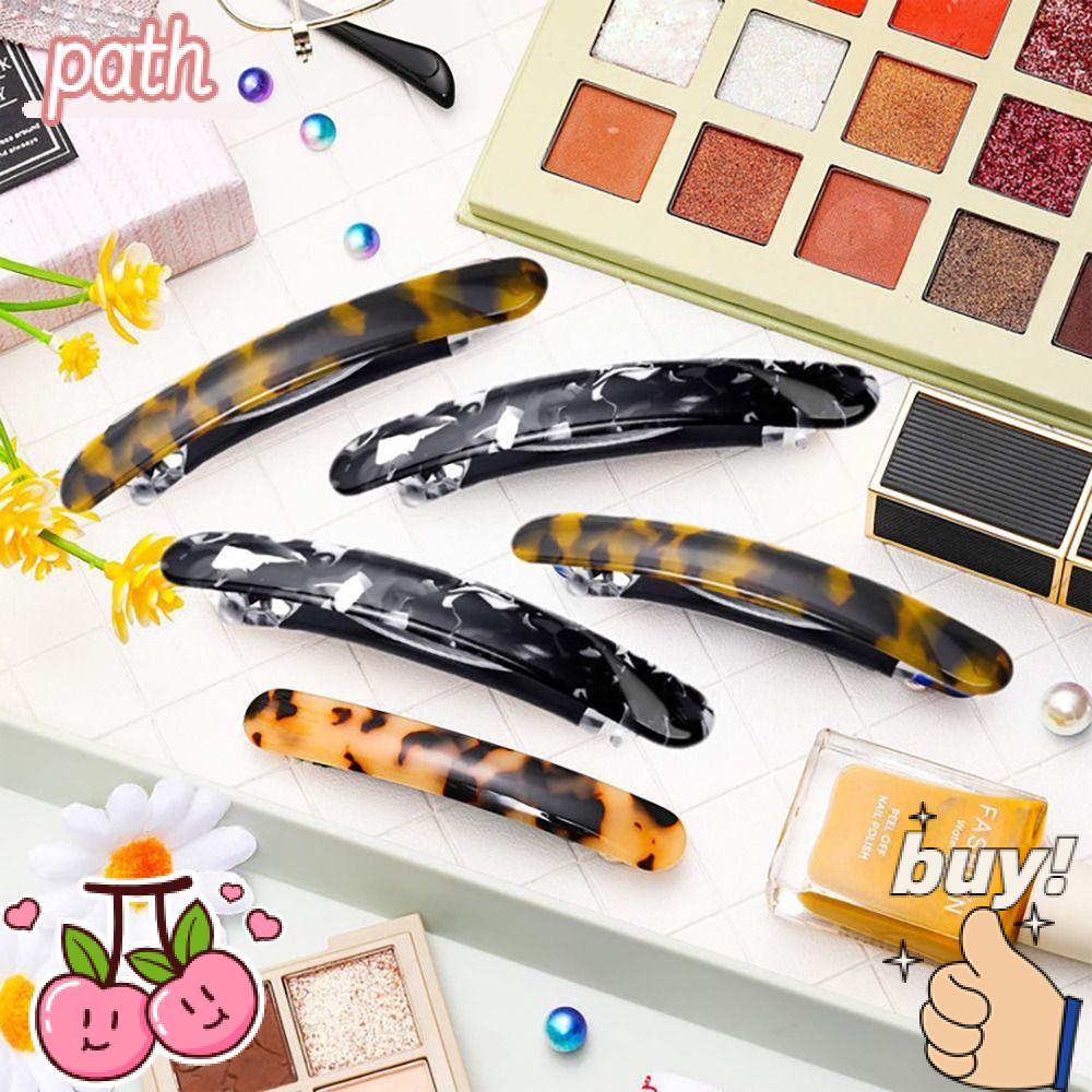 PATH Bộ 2 Kẹp Tóc Acetate 2 Chiếc Kẹp Lò Xo Họa Tiết Da Báo Chất Lượng Cao